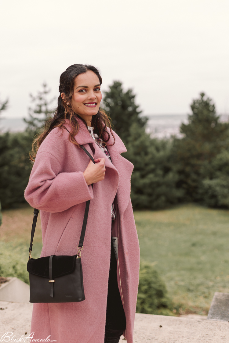 manteau laine vieux rose