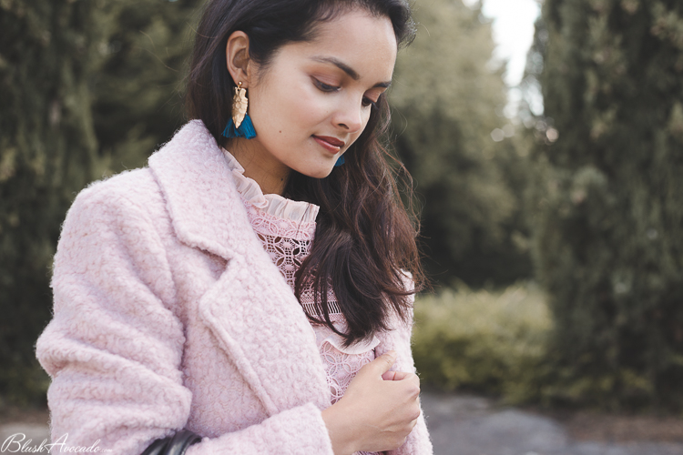 manteau hiver rose pale