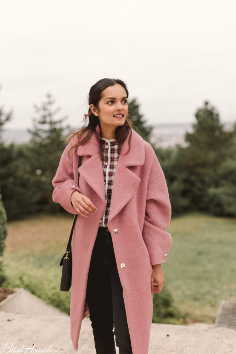 manteau laine vieux rose