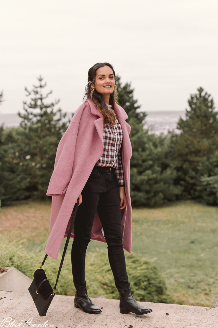 manteau laine vieux rose