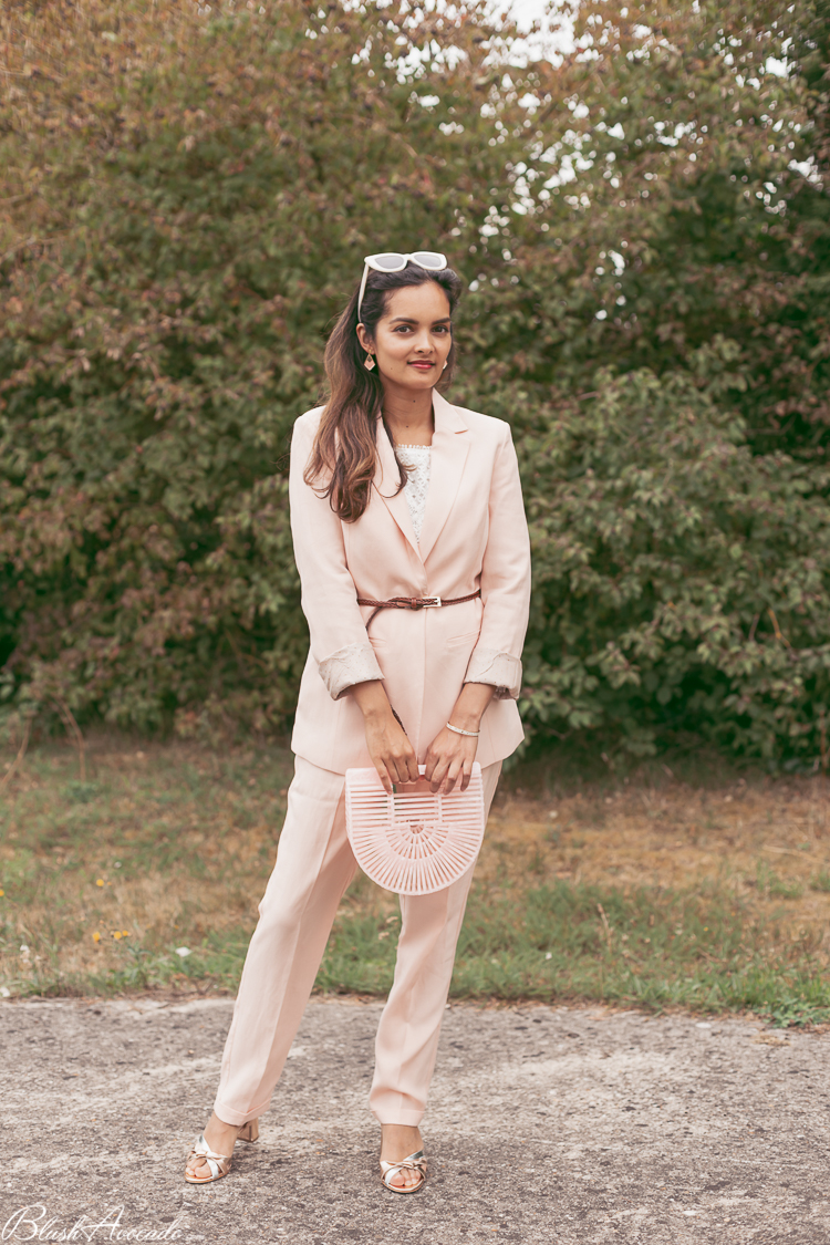 Tailleur rose poudré clearance